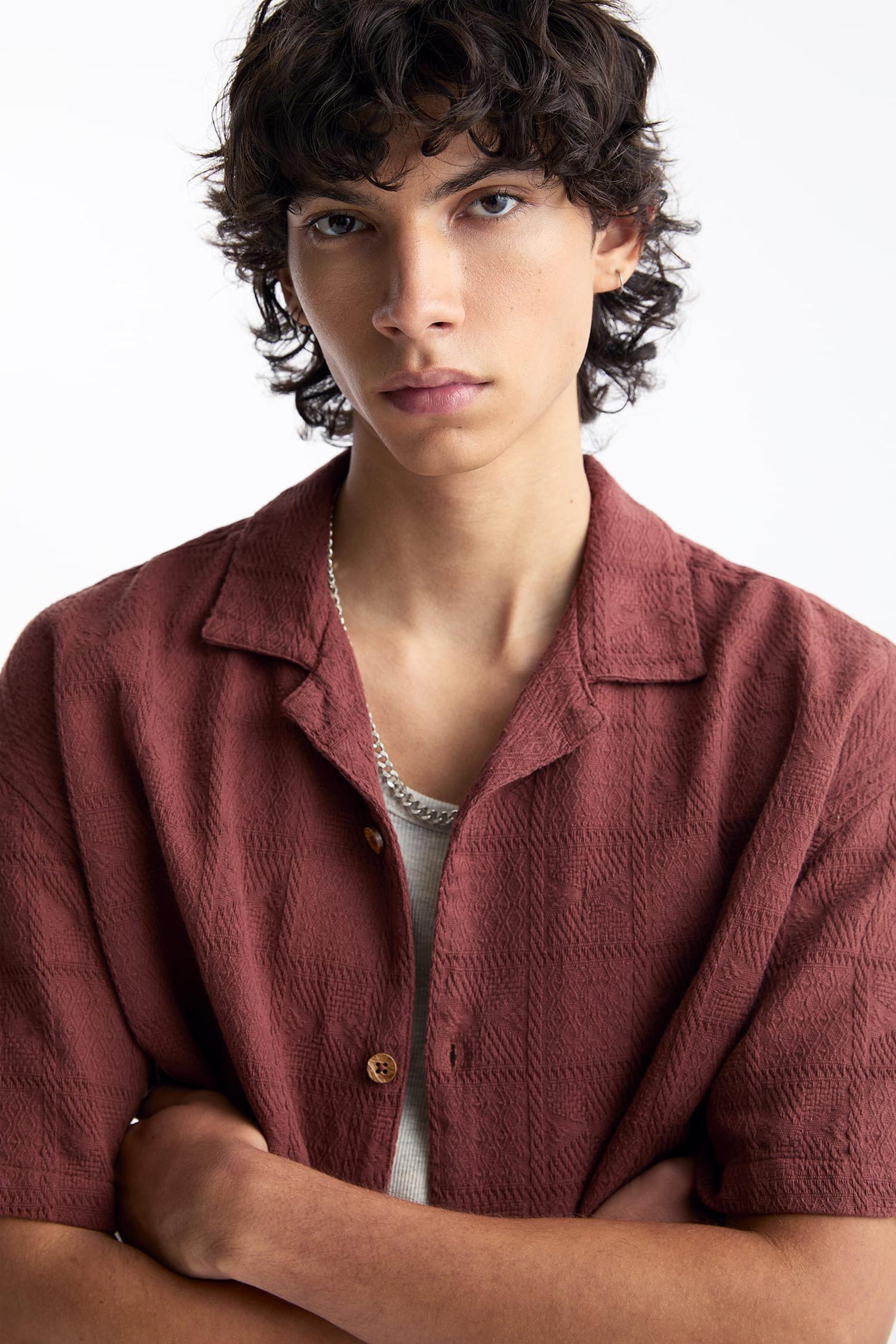 TEXTURED SHORT SLEEVE SHIRT - Image 3