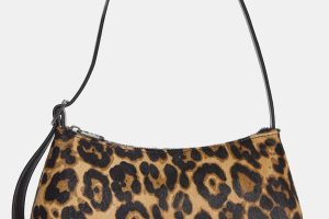 Animal print leather shoulder bag