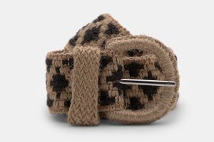 Geometric raffia belt