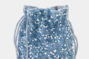 Sequinned bucket bag