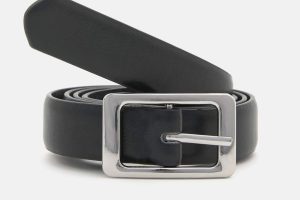 Faux leather black belt